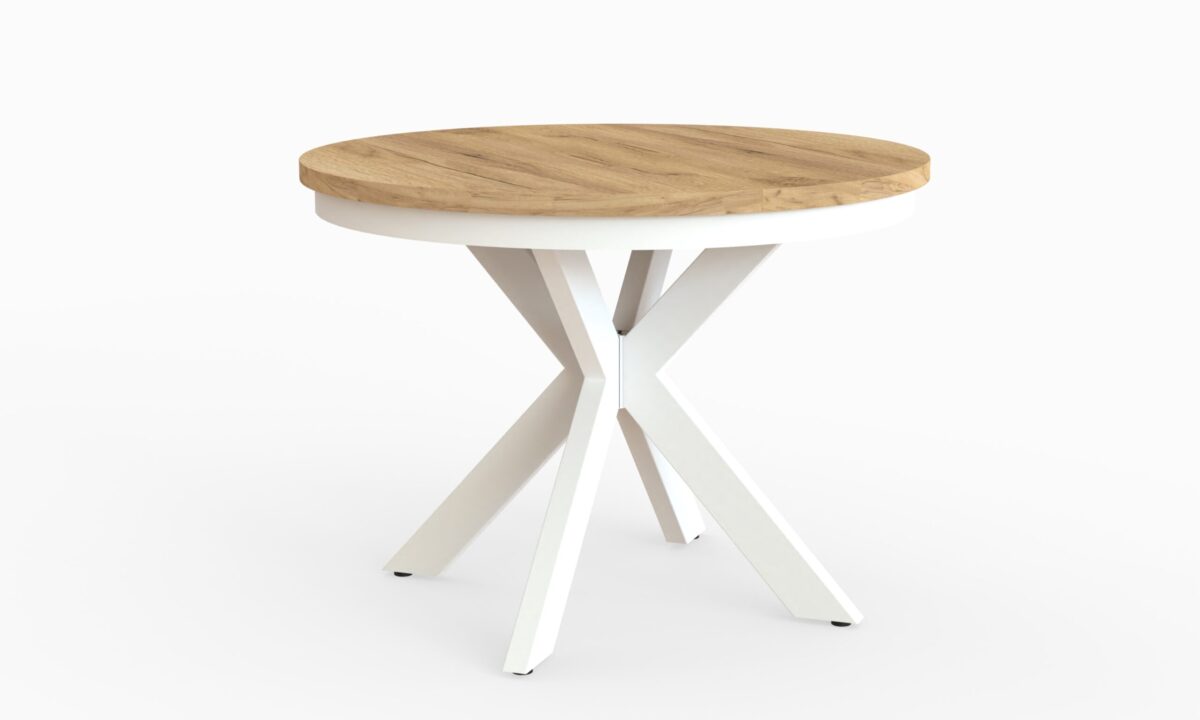 OKRĄGŁY STÓŁ rozkładany BELLAGIO Z MASKOWNICĄ 100 cm+80cm BIAŁE NOGI/KRAFT ZŁOTY - Image 3