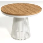 OKRĄGŁY STÓŁ rozkładany LAMELL Z MASKOWNICĄ 100 cm+80cm biel/kraft złoty