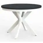 OKRĄGŁY STÓŁ rozkładany BELLAGIO Z MASKOWNICĄ 100 cm+80cm BIAŁE NOGI/CZARNY PAINFLOW