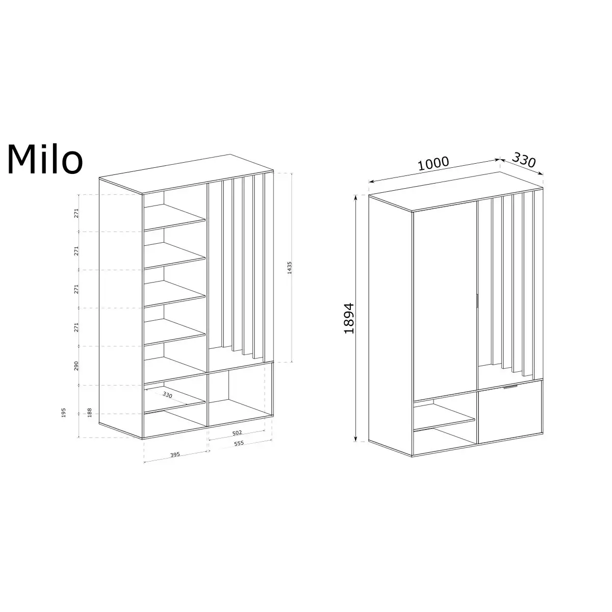Garderoba z lustrem MILO- 4 kolory - obrazek 2